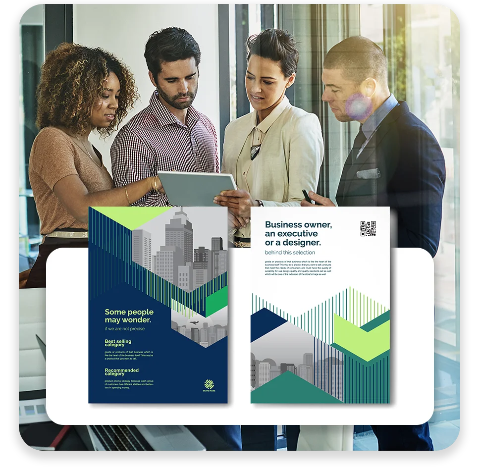 DA-Photo-with-two-patterns-three-modules1 A conference room with three businessmen collaborating and the text "Rude errors by 52%".